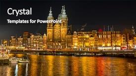  Presentation with amsterdam - Colorful presentation design enhanced with st niklaas church by night backdrop and a  colored foreground