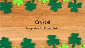  Presentation with clover - Audience pleasing PPT theme consisting of st patrick s day - clover leaves on wooden background backdrop and a yellow colored foreground