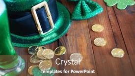  Presentation with wooden - Colorful PPT theme enhanced with st-patrick-s-day-decorations backdrop and a tawny brown colored foreground