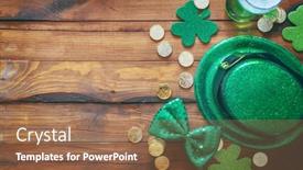  Presentation with wooden - Amazing PPT theme having st-patrick-s-day-decorations backdrop and a tawny brown colored foreground