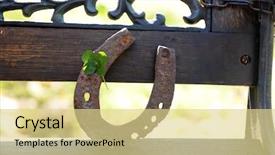  Presentation with clover - Beautiful presentation theme featuring st patricks - old horse shoe with clover backdrop and a blonde colored foreground