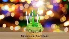  Presentation with green lights - Audience pleasing PPT layouts consisting of st patricks day birthday holidays and celebration concept - green cupcake with six burning candles on table over festive lights background backdrop and a coral colored foreground