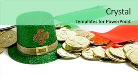  Presentation with green gold - Amazing PPT theme having st patrick's day decorations backdrop and a seafoam green colored foreground