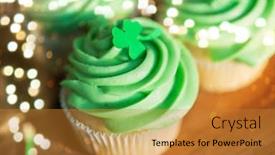  Presentation with green lights - Amazing PPT theme having st-patricks-day-food backdrop and a gold colored foreground