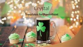  Presentation with green lights - Cool new slides with st-patricks-day-holidays backdrop and a coral colored foreground