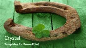  Presentation with green leaf - Amazing slide deck having st patricks day old horse backdrop and a forest green colored foreground