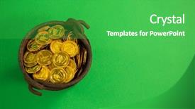  Presentation with green gold - PPT theme featuring st patricks day pot filled background and a shamrock green colored foreground