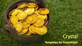  Presentation with gold - Slide deck having st patricks day pot filled background and a tawny brown colored foreground