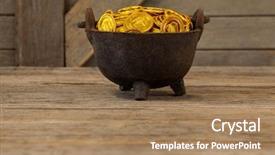  Presentation with gold - Audience pleasing PPT theme consisting of st patricks day pot filled backdrop and a  colored foreground