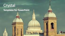  Presentation with historical architecture - Amazing presentation theme having st pauls cathedral - urban historical architecture in london backdrop and a ocean colored foreground