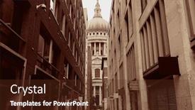  Presentation with london - Beautiful PPT theme featuring st pauls cathedral closeup with street view in london backdrop and a tawny brown colored foreground