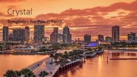  Presentation with night city - Theme enhanced with st-pete-florida-usa-downtown background and a coral colored foreground