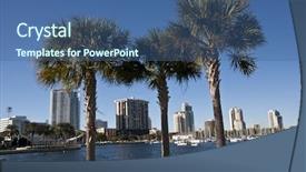  Presentation with palm - Amazing presentation design having family playing on the beach backdrop and a sky blue colored foreground