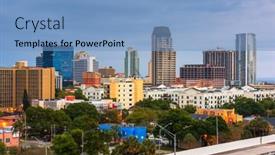  Presentation with florida - Slide deck having st-petersburg-florida-usa-downtown background and a light blue colored foreground