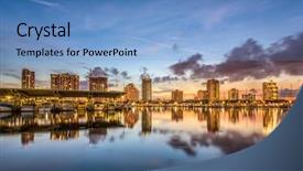  Presentation with orlando florida usa downtown city - Colorful slide set enhanced with st petersburg florida usa downtown backdrop and a teal colored foreground