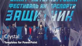  Presentation with opening ceremony - Presentation theme having st-petersburg-russia-february22-2018 background and a navy blue colored foreground