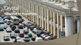  Presentation with traffic jam - Presentation theme with st-petersburg-russia-jun-27 background and a gray colored foreground