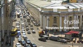  Presentation with traffic jam - Beautiful presentation theme featuring st-petersburg-russia-jun-27 backdrop and a gray colored foreground