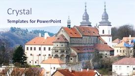  Presentation with czech republic - Audience pleasing PPT theme consisting of st-procopius-basilica-trebic-czech backdrop and a sky blue colored foreground