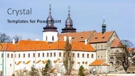  Presentation with czech republic - Presentation design featuring st-procopius-basilica-trebic-czech background and a light blue colored foreground
