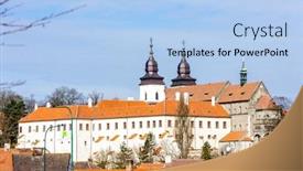  Presentation with czech republic - Presentation theme featuring st-procopius-basilica-trebic-czech background and a light blue colored foreground