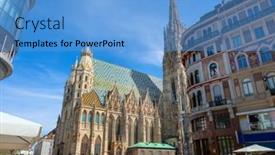  Presentation with vienna - Slide set with st-stephen-s-cathedral background and a teal colored foreground