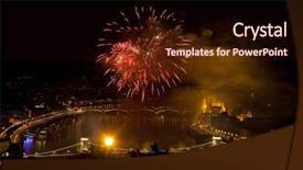  Presentation with fireworks on bridge - Presentation theme having st stephens or foundation day background and a wine colored foreground