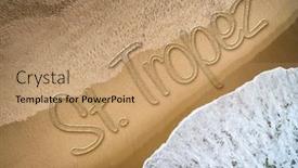  Presentation with beach - PPT layouts consisting of st tropez written background and a coral colored foreground