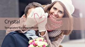  Presentation with flowers - Colorful theme enhanced with st valentin - picture showing young couple backdrop and a coral colored foreground