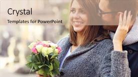  Presentation with flowers - PPT theme having st valentin - picture showing young couple background and a lemonade colored foreground