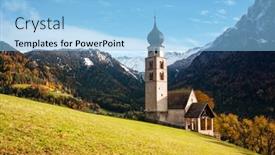  Presentation with village - PPT layouts featuring st-valentin-kastelruth-village-church background and a light blue colored foreground