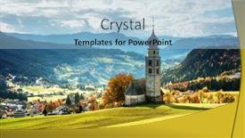  Presentation with church - PPT theme enhanced with st-valentin-kastelruth-village-church background and a light blue colored foreground