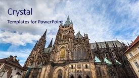 Presentation with prague - Theme enhanced with st vitus cathedral prague czech republic wide angle perspective background and a lemonade colored foreground