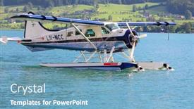  Presentation with rescue - Slide deck having silhouette of man on top of mountain sunlight and white cloud conceptual scene background and a teal colored foreground