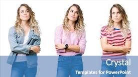  Presentation with collage - Presentation theme consisting of staar - collage of young beautiful blonde background and a teal colored foreground