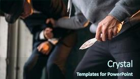  Presentation with entrance to natural caves - Presentation theme with stabbed his victim with knife background and a wine colored foreground