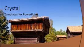  Presentation with old house - Presentation theme with house stabbur at maihaugen folk background and a light blue colored foreground