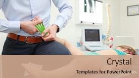  Presentation with application - PPT theme having stabilisation - child's kinesio taping application background and a coral colored foreground