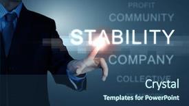  Presentation with virtual technology - Presentation design consisting of stability - business man touching virtual display background and a  colored foreground