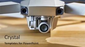  Presentation with camera drone - Presentation theme enhanced with stability - drone camera on a gimbal background and a coral colored foreground