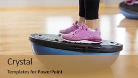  Presentation with format data low value range - Presentation theme enhanced with stability - low section of woman exercising background and a yellow colored foreground