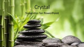  Presentation with zen stones - Slides having stability medicine - still life with zen basalt background and a yellow colored foreground