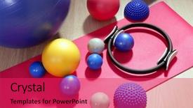  Presentation with pilates - Amazing PPT layouts having stability ring roller yoga mat backdrop and a red colored foreground
