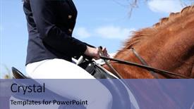  Presentation with strong - Slide deck with stable strong - beautiful girl with horse outdoors background and a ocean colored foreground