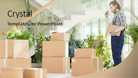  Presentation with moving graduation - Theme enhanced with stack - serious pensive bearded young moving background and a mint green colored foreground