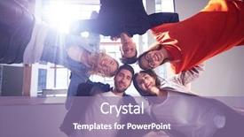  Presentation with celebrate - Presentation design with stack and get in circle background and a coral colored foreground