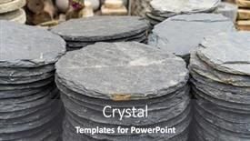  Presentation with slate - Presentation design with stack-flat-slate-stones-cladding background and a dark gray colored foreground