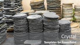  Presentation with flooring - Slides enhanced with stack-flat-slate-stones-cladding background and a  colored foreground