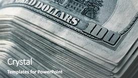  Presentation with bills - Colorful presentation theme enhanced with stack of 100 dollar bills backdrop and a gray colored foreground