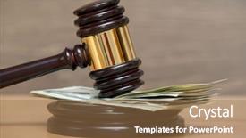  Presentation with gavel - Amazing slide set having stack of american money backdrop and a coral colored foreground